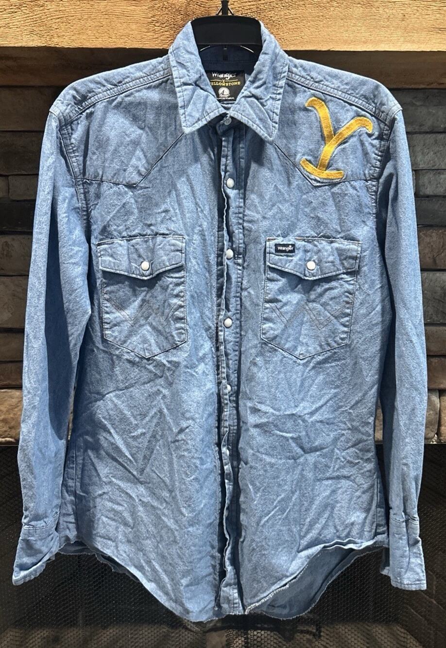 Men’s WRANGLER x YELLOWSTONE Pearl Snap Western Long Sleeve Shirt Size M *C6